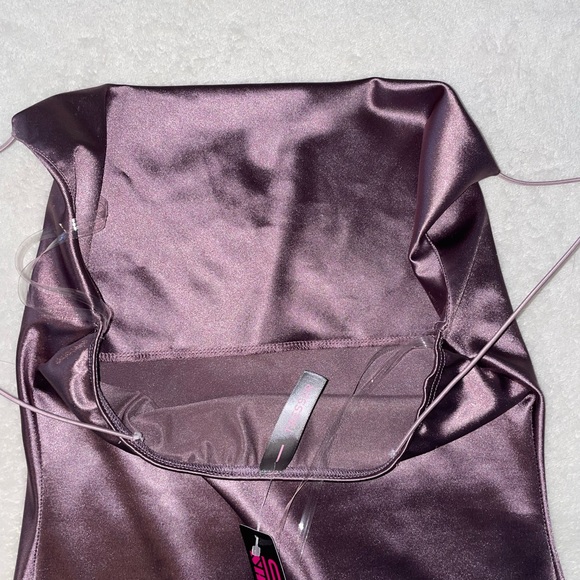 NWT Tresser Mini Bodycon Dress Spaghetti Straps Metallic Purple - Picture 5 of 5